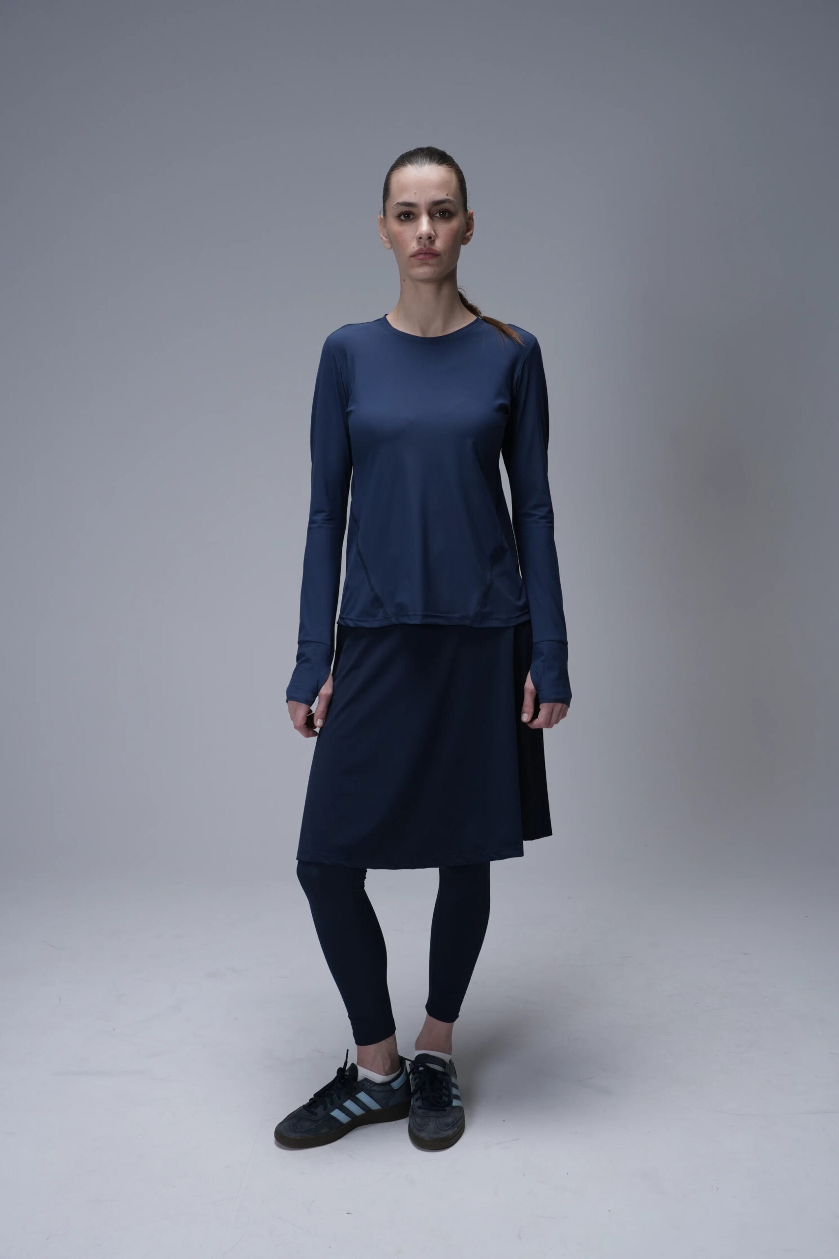 High Waisted Leggings With A Low Rise Skirt