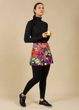 Printed Leggings With A Solid Color Skirt