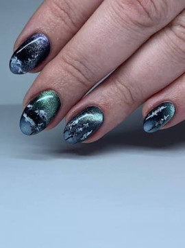 Glittering Forest Silhouettes Nails