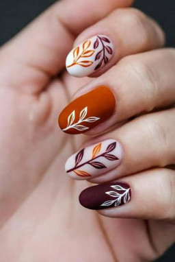 Short Gradient of Fall Leaves nails