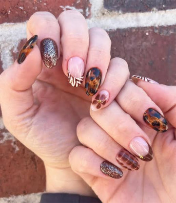 Mixed Autumn Glitter nails