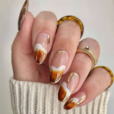 Pumpkin Spice Latte Character Art nails